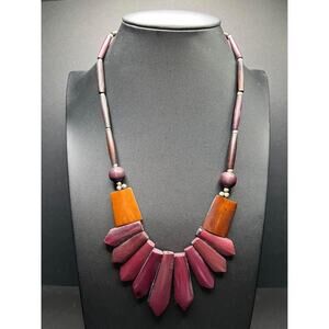 Vintage Wooden Tribal Collar Necklace
